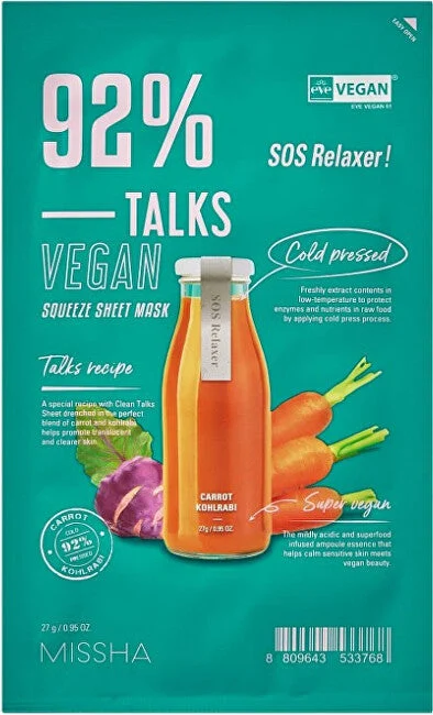 Missha Talks Vegan Squeeze SOS Relaxer (maschera in tessuto) 27 g