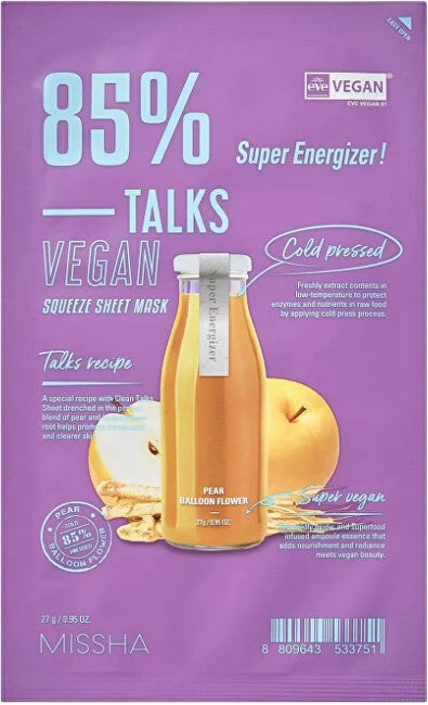 Missha Talks Vegan Squeeze Super Energizer (maschera in tessuto) 27 g