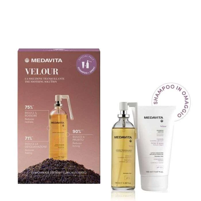 MEDAVITA VELOUR RITUALE LENITIVO SPRAY TRANQUILLANTE 100 ML + SHAMPOO 150 ML IN OMAGGIO