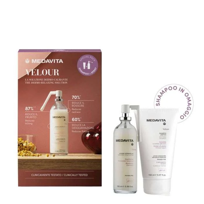 MEDAVITA VELOUR RITUALE LENITIVO SPRAY DERMORELAX 100 ML + SHAMPOO 150 ML IN OMAGGIO
