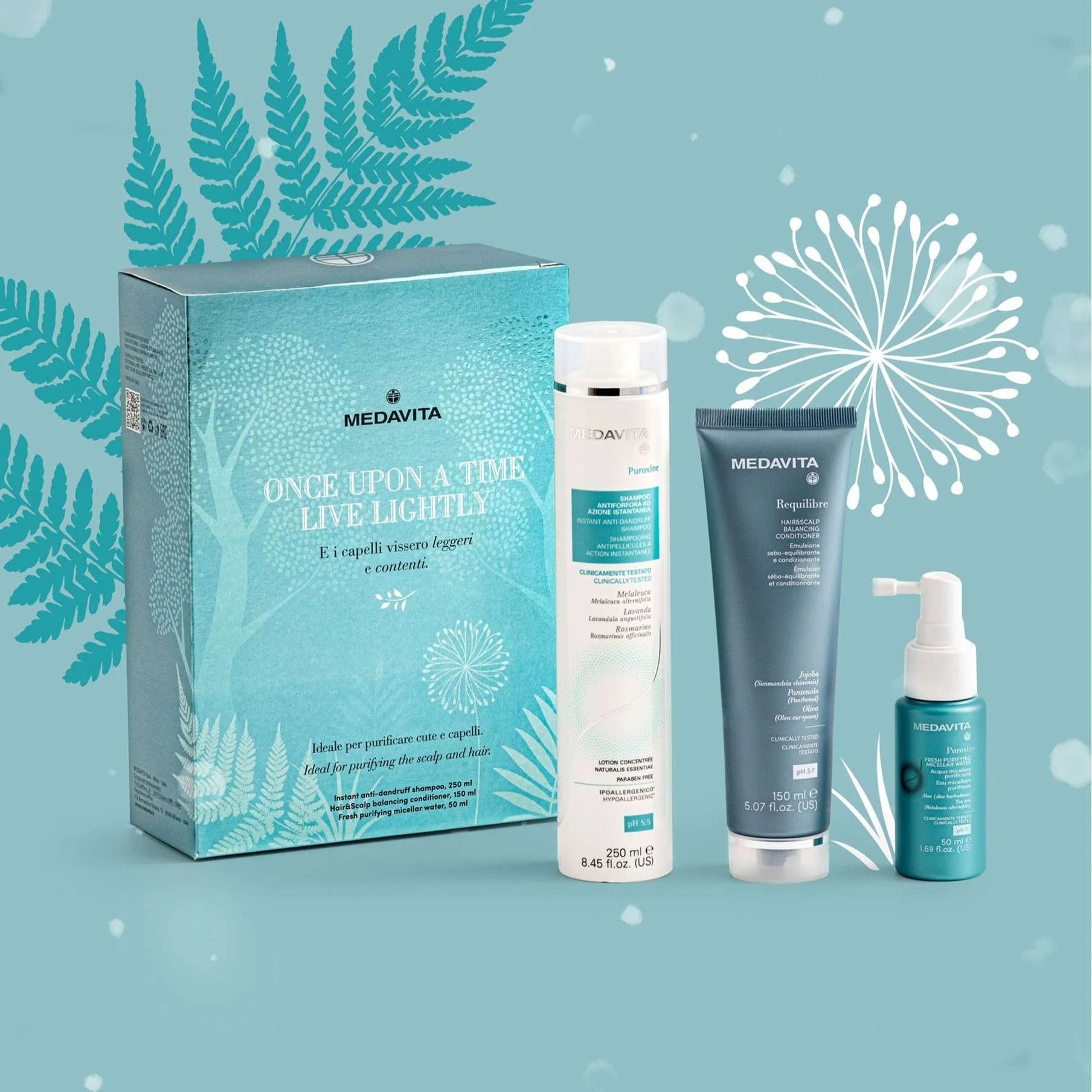 MEDAVITA LIVE LIGHTLY KIT PURIFICANTE – SHAMPOO + CONDITIONER + ACQUA MICELLARE