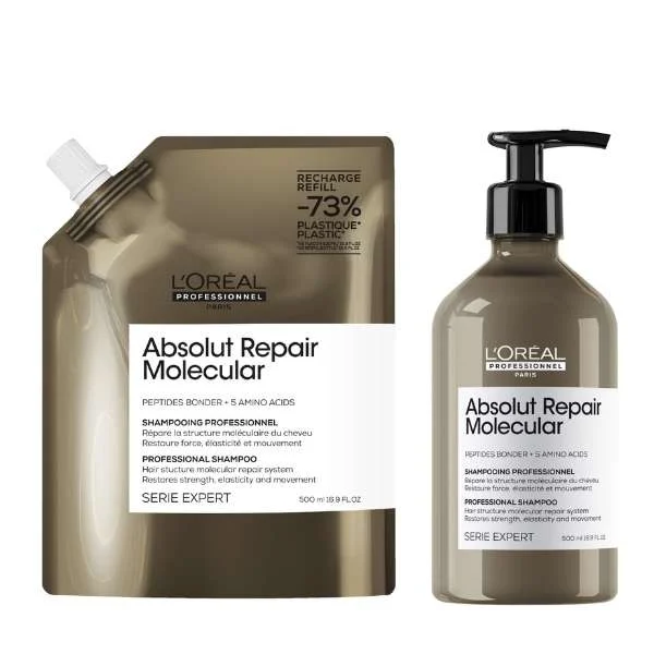 SERIE EXPERT ABSOLUT REPAIR MOLECULAR  PROFESSIONAL SHAMPOO 500 ML + REFILL 500ML