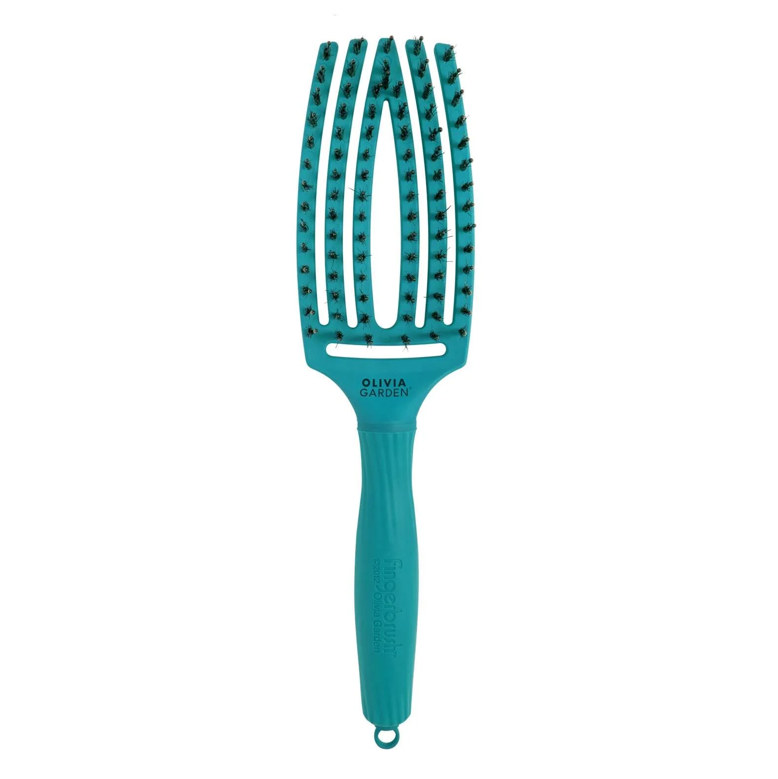 OLIVIA GARDEN SPAZZOLA FINGERBRUSH MEDIUM ON THE ROAD AGAIN BLUE LAGOON CON SETOLE NYLON E CINGHIALE