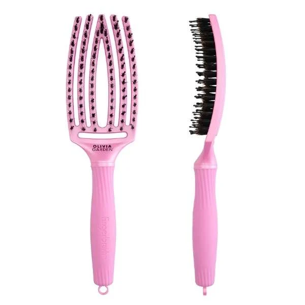 OLIVIA GARDEN SPAZZOLA FINGERBRUSH MEDIUM CELESTIAL PINK SETOLE NYLON E CINGHIALE