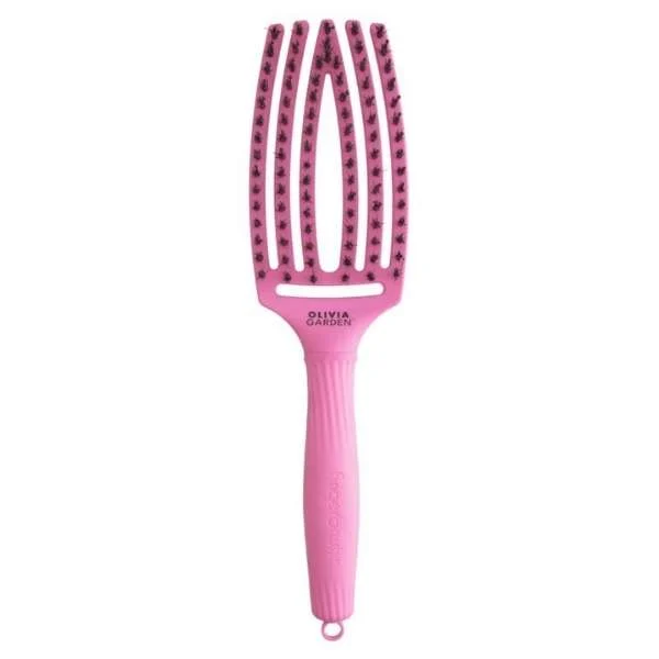 OLIVIA GARDEN SPAZZOLA FINGERBRUSH MEDIUM BUBBLE PINK SETOLE NYLON E CINGHIALE