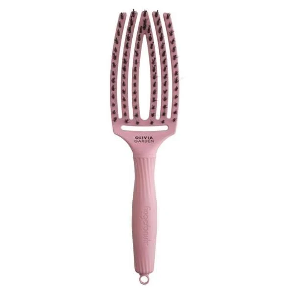 OLIVIA GARDEN SPAZZOLA FINGERBRUSH MEDIUM SOFT PINK SETOLE NYLON E CINGHIALE