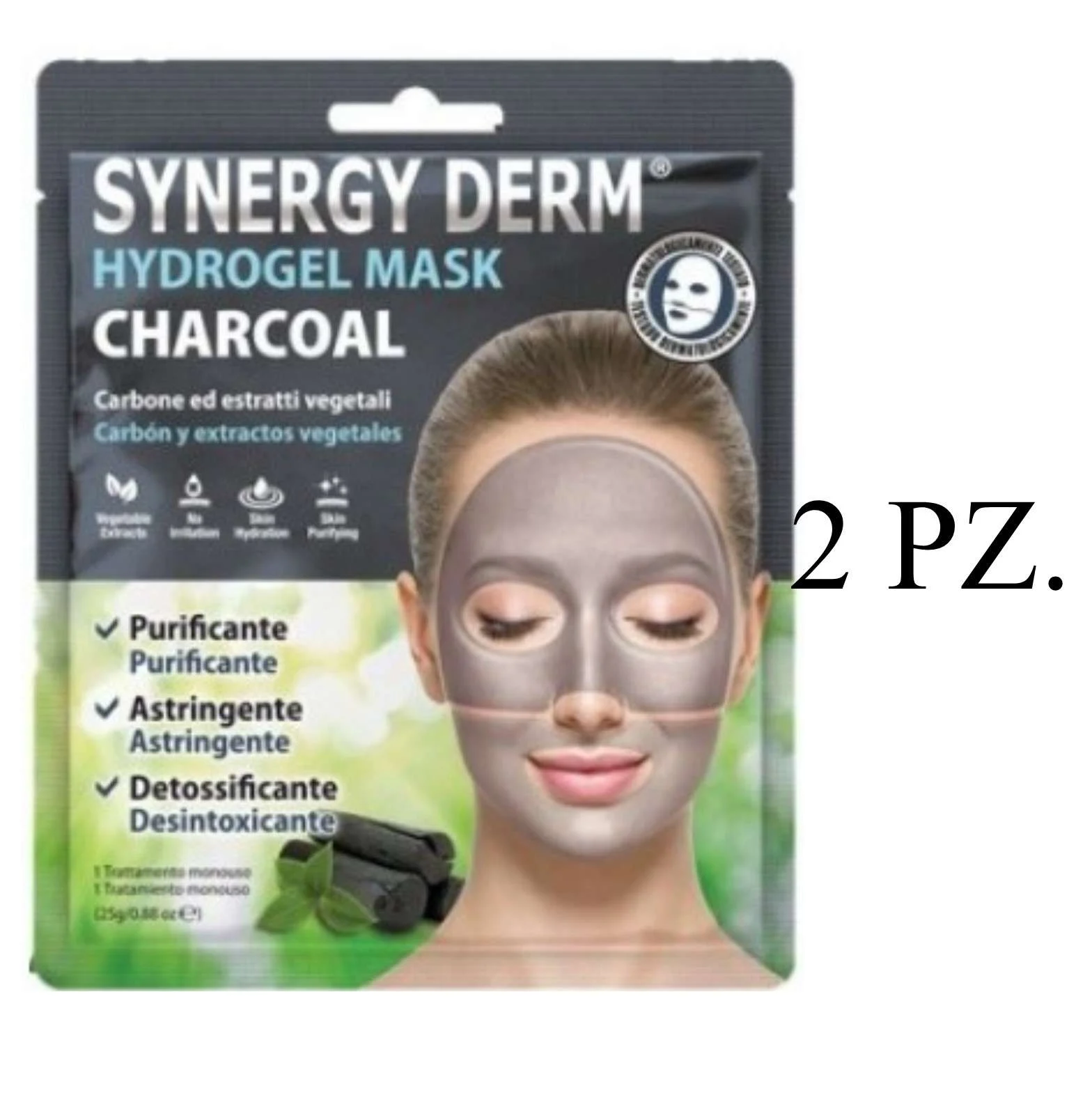 SYNERGY DERM HYDROGEL MASK CHARCOAL 2 TRATTAMENTI MONOUSO 25 GR.