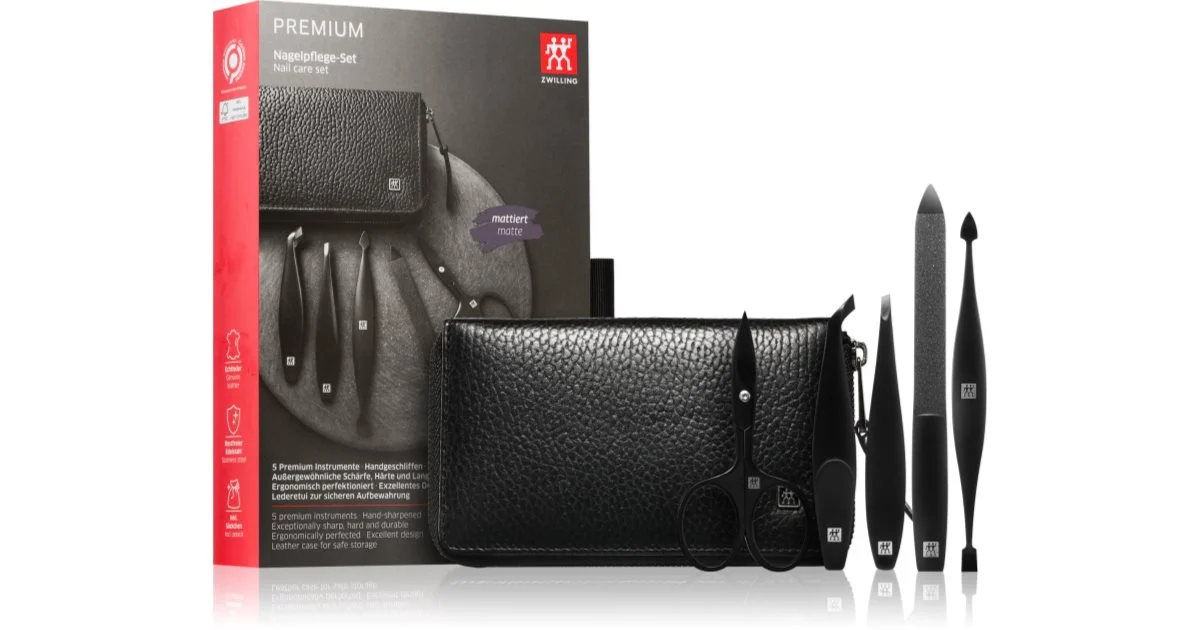 Zwilling Premium nero Set per manicure per uomo 5 pezzi