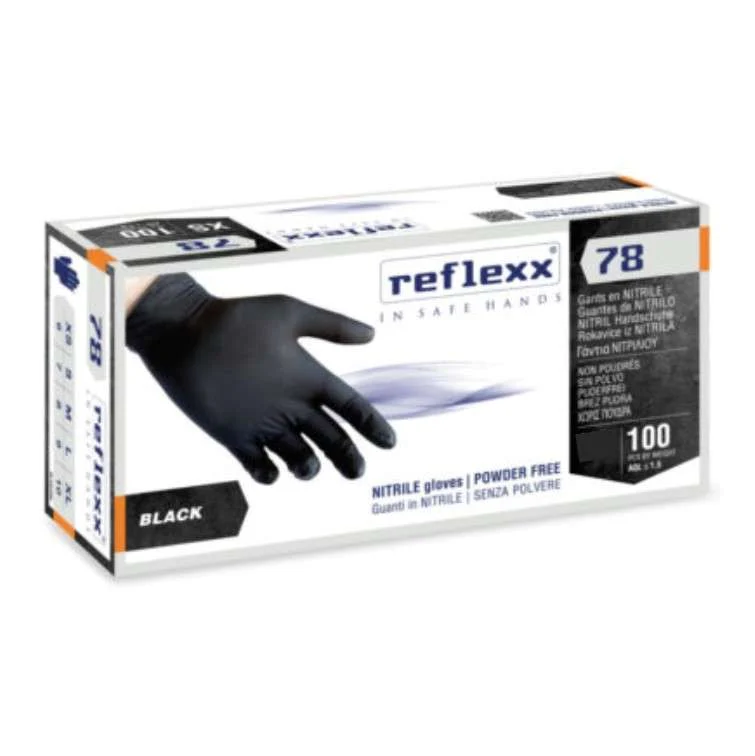 GUANTO NITRILE REFLEXX 78 – NERO 100 PZ. MIS. XL