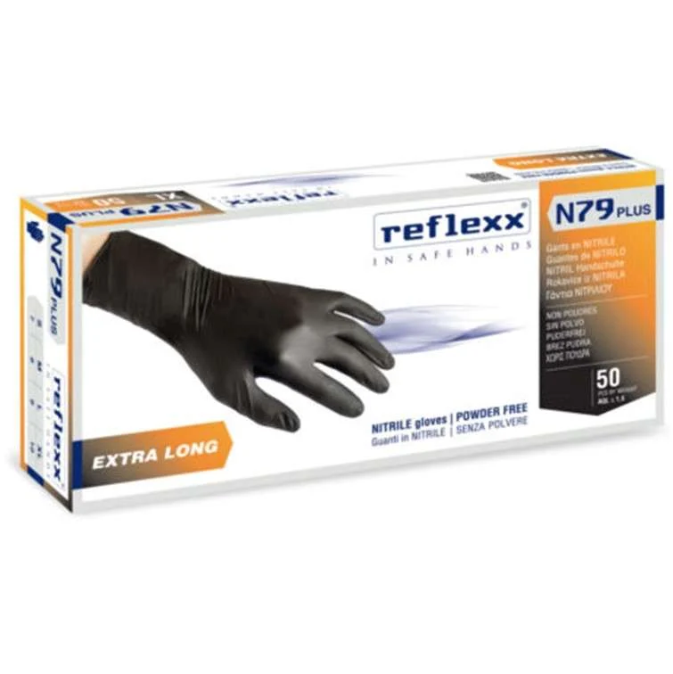 GUANTO NITRILE REFLEXX 79 – NERO 50 PZ. MIS. L