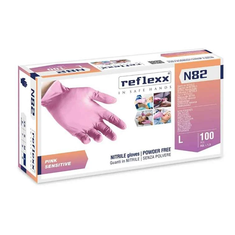 GUANTO NITRILE REFLEXX N82 – ROSA 100 PZ. MIS. L