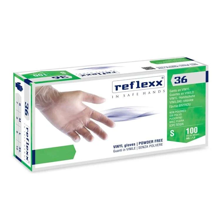 GUANTO VINILE REFLEXX 36 SENZA POLVERE 100 PZ. MIS. S