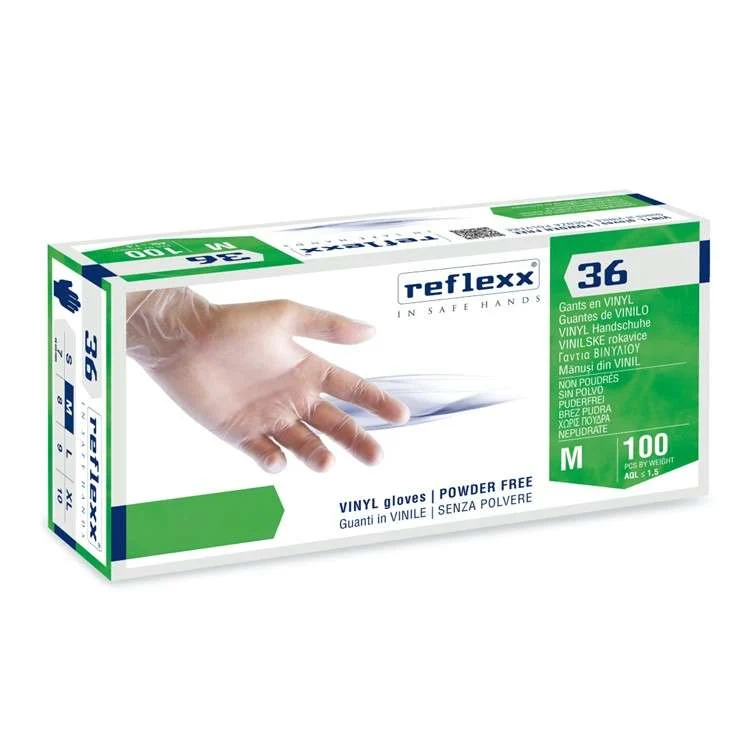 GUANTO VINILE REFLEXX 36 SENZA POLVERE 100 PZ. MIS. L