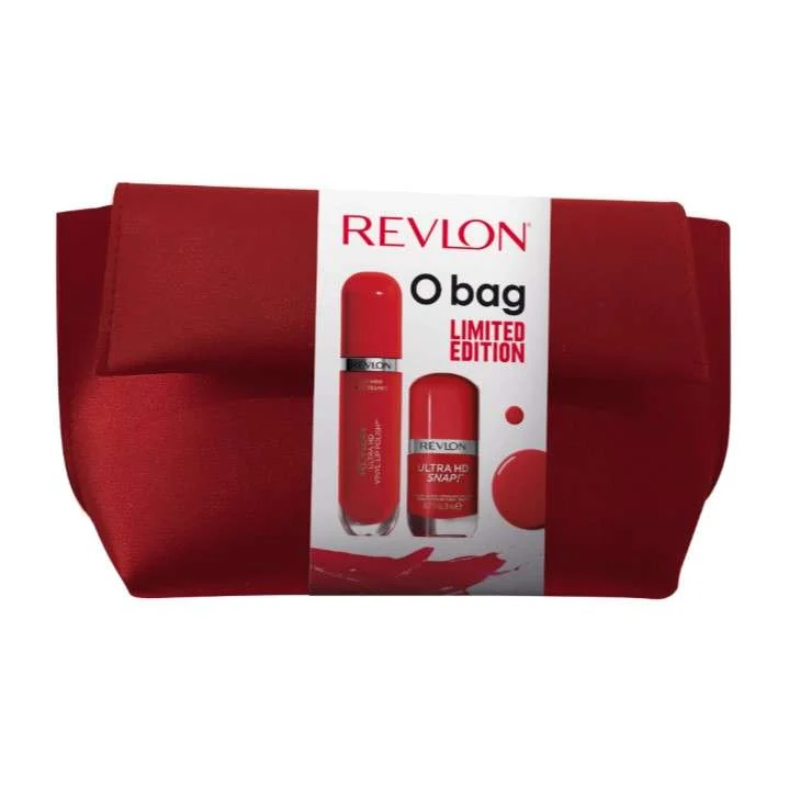 REVLON O BAG LIMITED EDITION RED CON ROSSETO LIQUIDO UHD VINYL & SMALTO ULTRA HD SNAP! NAIL