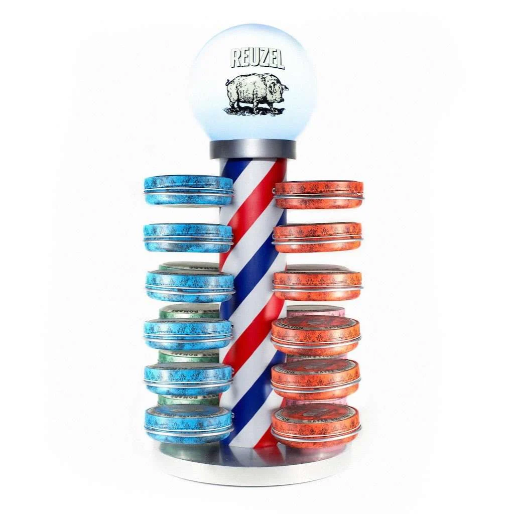 DISPLAY BARBER POLE CON 24 POMADES 113 GR.