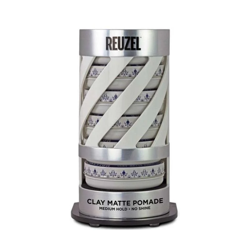 REUZEL EXPO GRAVITY FEED CLAY MATTE POMADE (6 POMADE + EXPO OMAGGIO)