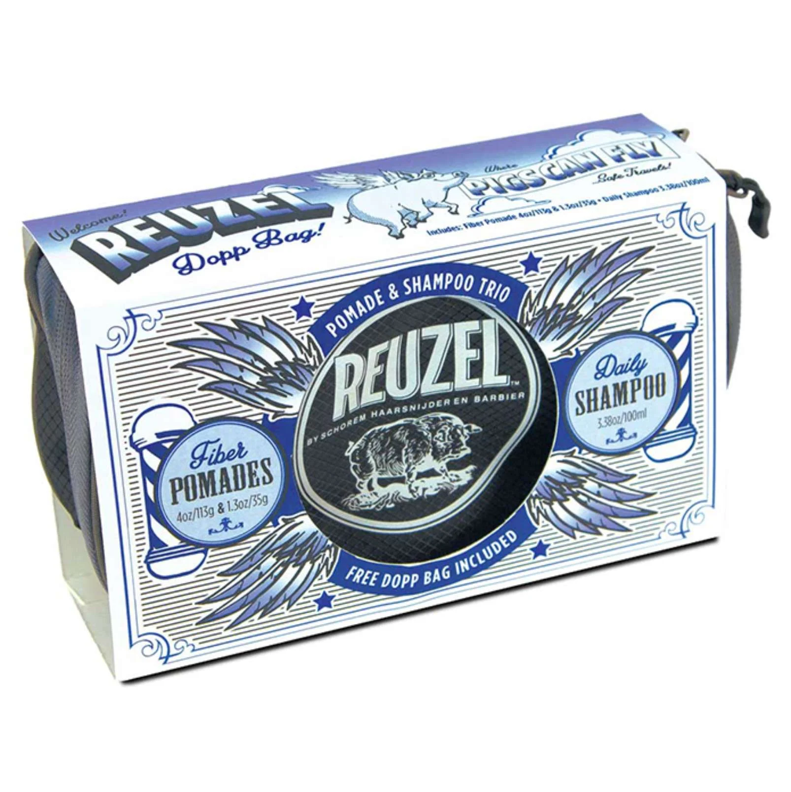 REUZEL DOPP BAG CON 2 FIBER POMADE 35 E 113 GR + DAILY SHAMPOO 100 ML + BAG