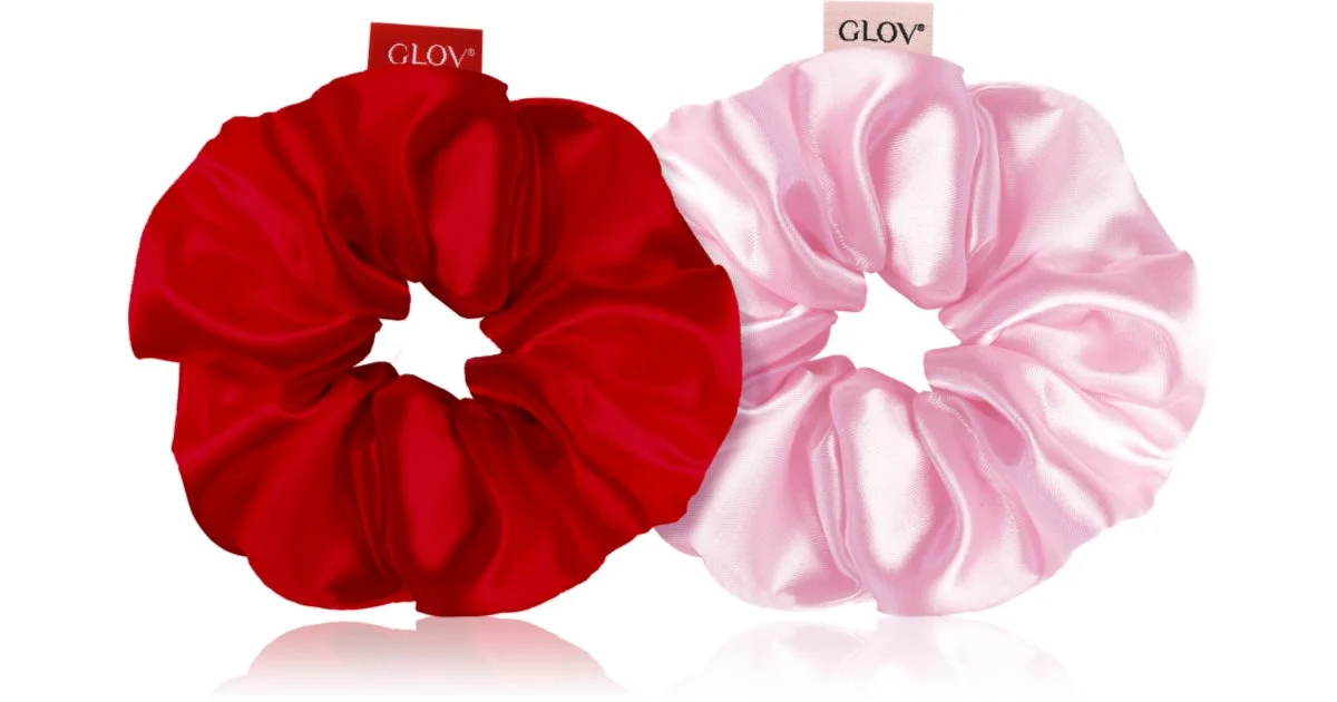 GLOV Satin Scrunchies L elastici per capelli Rosso/Rosa 2 pezzi