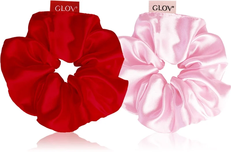 GLOV Satin Scrunchies M elastici per capelli Rosso/Rosa 2 pezzi