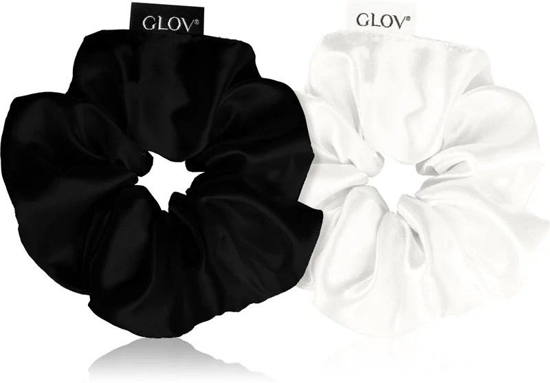 GLOV Satin Scrunchies M elastici per capelli Nero/Beige 2 pezzi