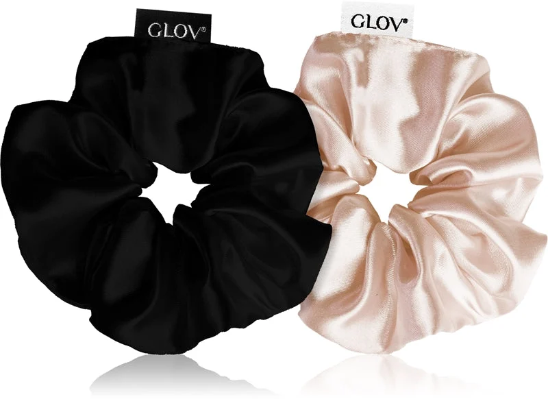 GLOV Satin Scrunchies M elastici per capelli Spumante/nero 2 pezzi