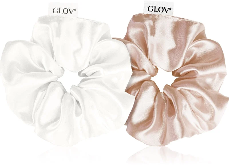 GLOV Satin Scrunchies M elastici per capelli Spumante/Beige 2 pezzi