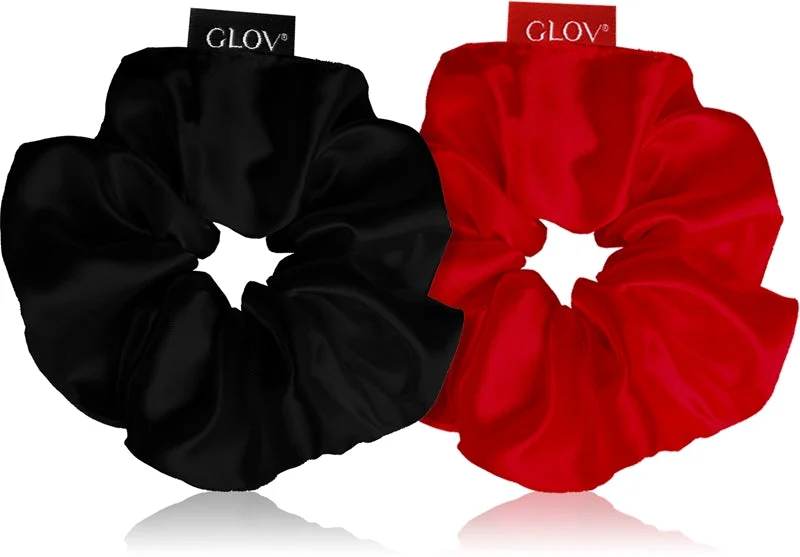 GLOV Satin Scrunchies M elastici per capelli Rosso/nero 2 pezzi