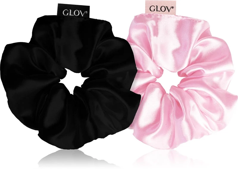 GLOV Satin Scrunchies M elastici per capelli rosa/nero 2 pezzi