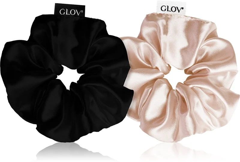 GLOV Satin Scrunchies S elastici per capelli Spumante/Nero 2 pezzi