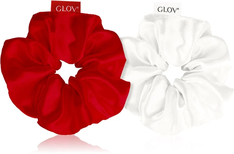 GLOV Satin Scrunchies S elastici per capelli Rosso/Beige 2 pezzi