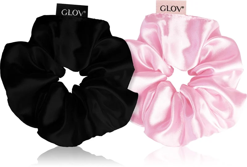 GLOV Satin Scrunchies S elastici per capelli rosa/nero 2 pezzi