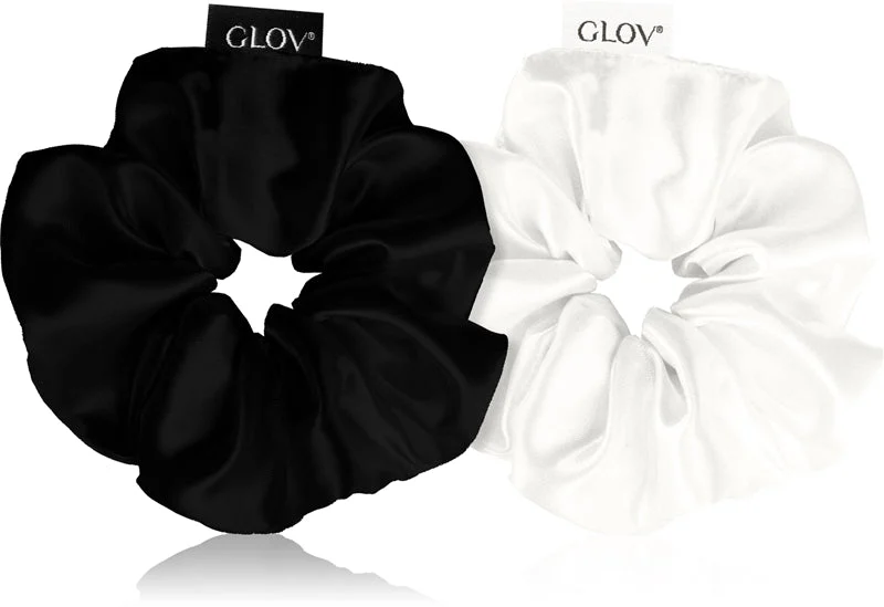 GLOV Satin Scrunchies S elastici per capelli nero/Beige 2 pezzi