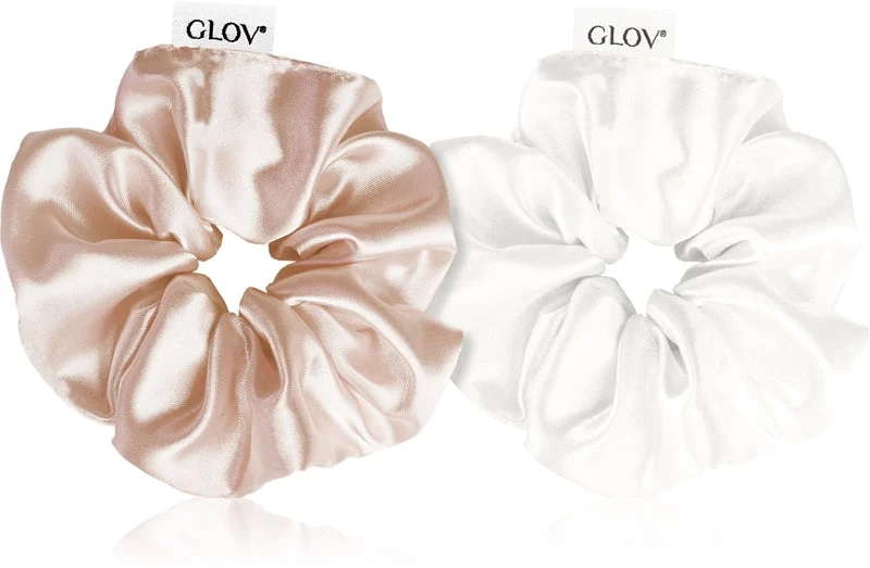 GLOV Satin Scrunchies S elastici per capelli Sparkling Wine/Beige 2 pezzi