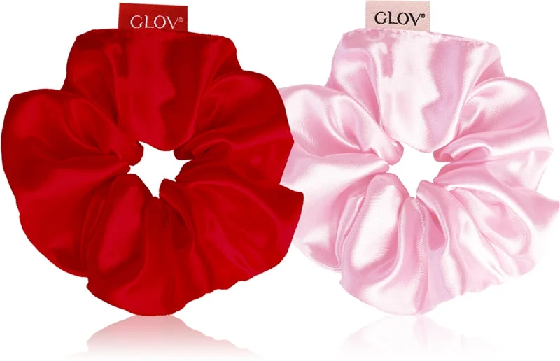GLOV Satin Scrunchies S elastici per capelli Rosso/rosa 2 pezzi