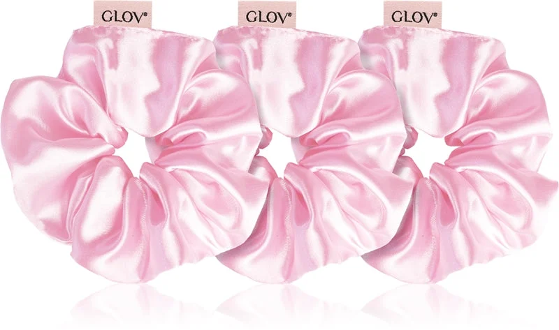 GLOV Satin Scrunchies S/M/L elastici per capelli rosa 3 pezzi