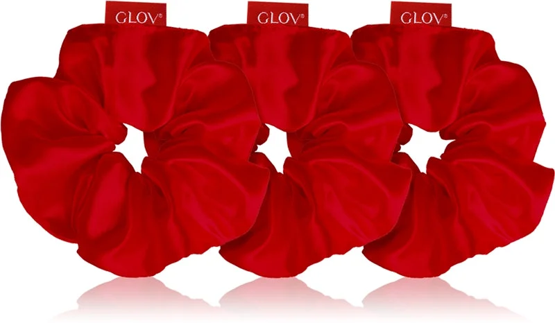 GLOV Satin Scrunchies S/M/L elastici per capelli rosso 3 pezzi