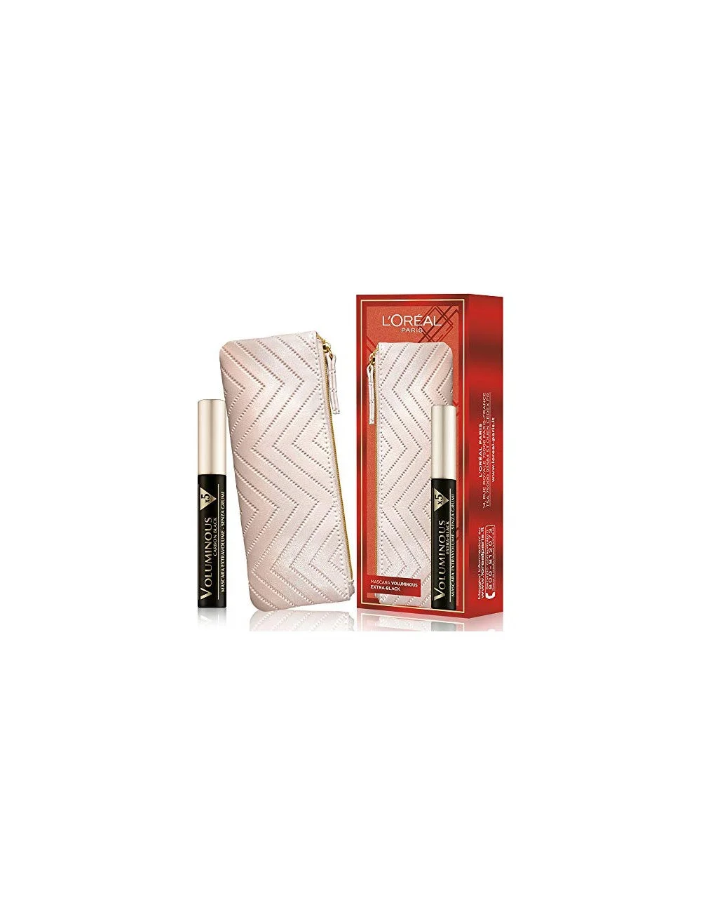 Set L'Oreal Paris: Crema Trousse Tessile + Mascara Voluminoso X5 Volumizzante Extra Nero 7,5 ml