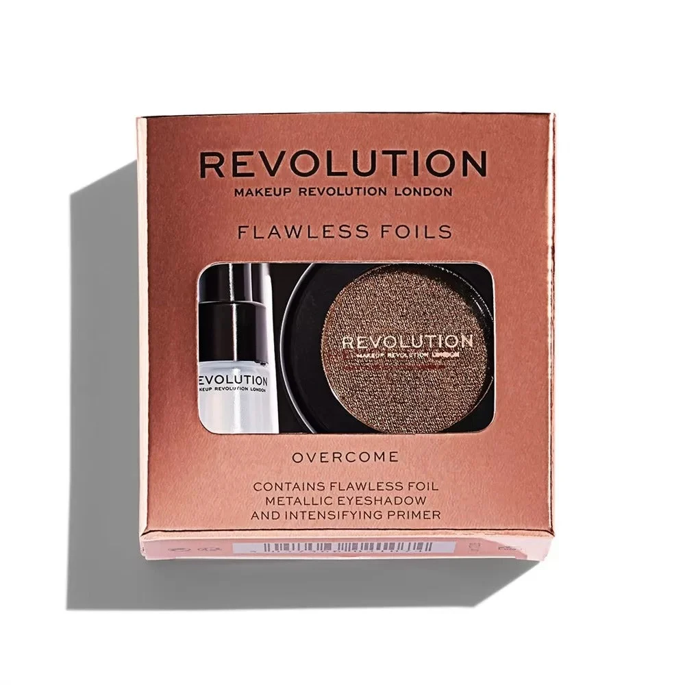 Set Makeup Revolution: Flawless Foils Vegano Primer per Ombretti 2 ml + Flawless Foils Vegano Palette di Ombretti Overcome 2g