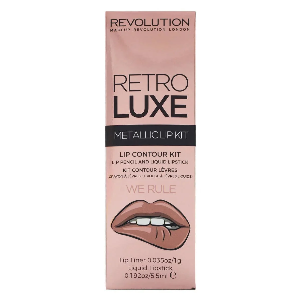 Set Makeup Revolution: Rossetto Liquido Metallico Retro Luxe We Rule 55 ml + matita labbra Retro Luxe We Rule 1 g