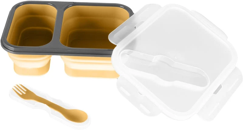 Zopa Silicone Box grande set posate giallo senape 21x15 cm