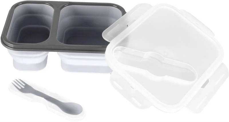 Zopa Silicone Box grande set posate grigio 21x15 cm