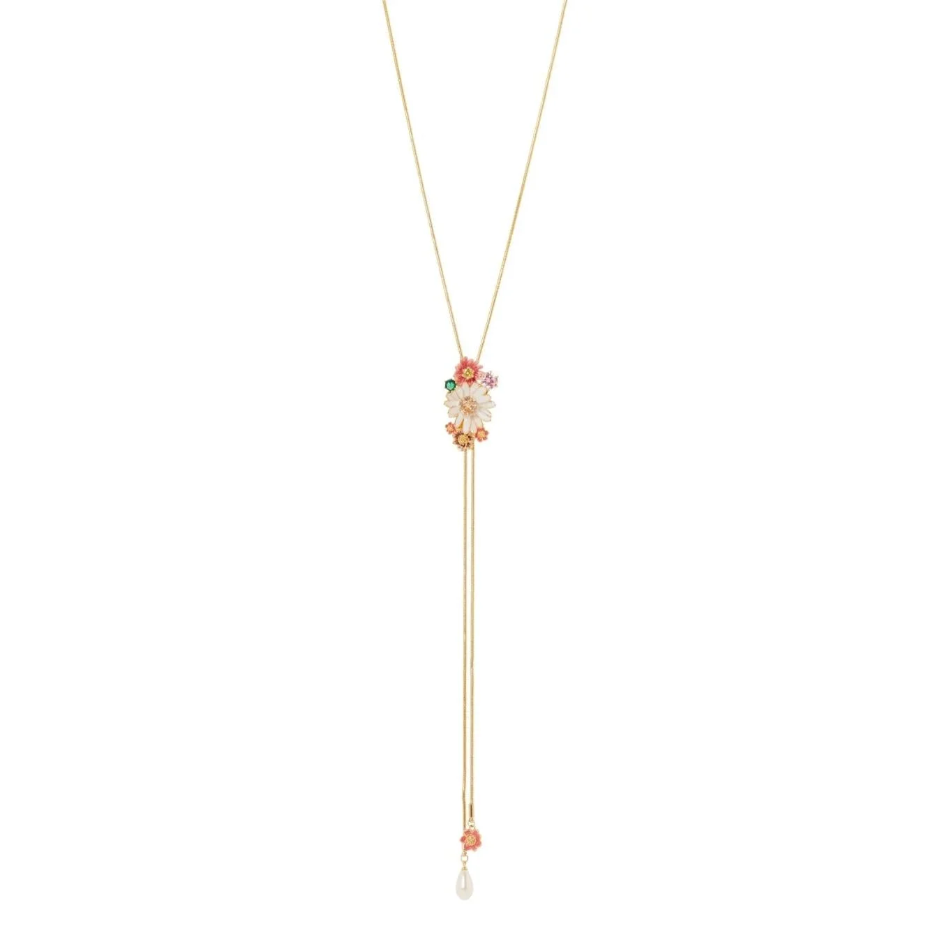 Collana lunga a cravatta e fiori Hanami