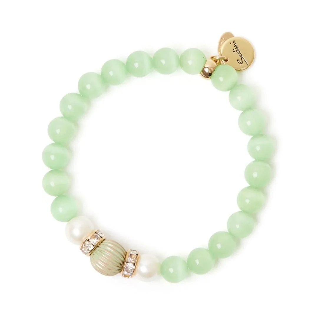 Bracciale elastico sfere, anellini di strass e perle Tarocchi