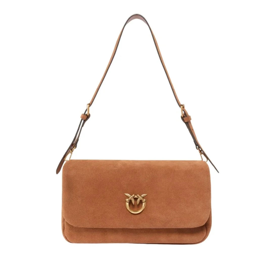 Borsa a tracolla media Love Bag Click Soft Horizontal Handle in suede