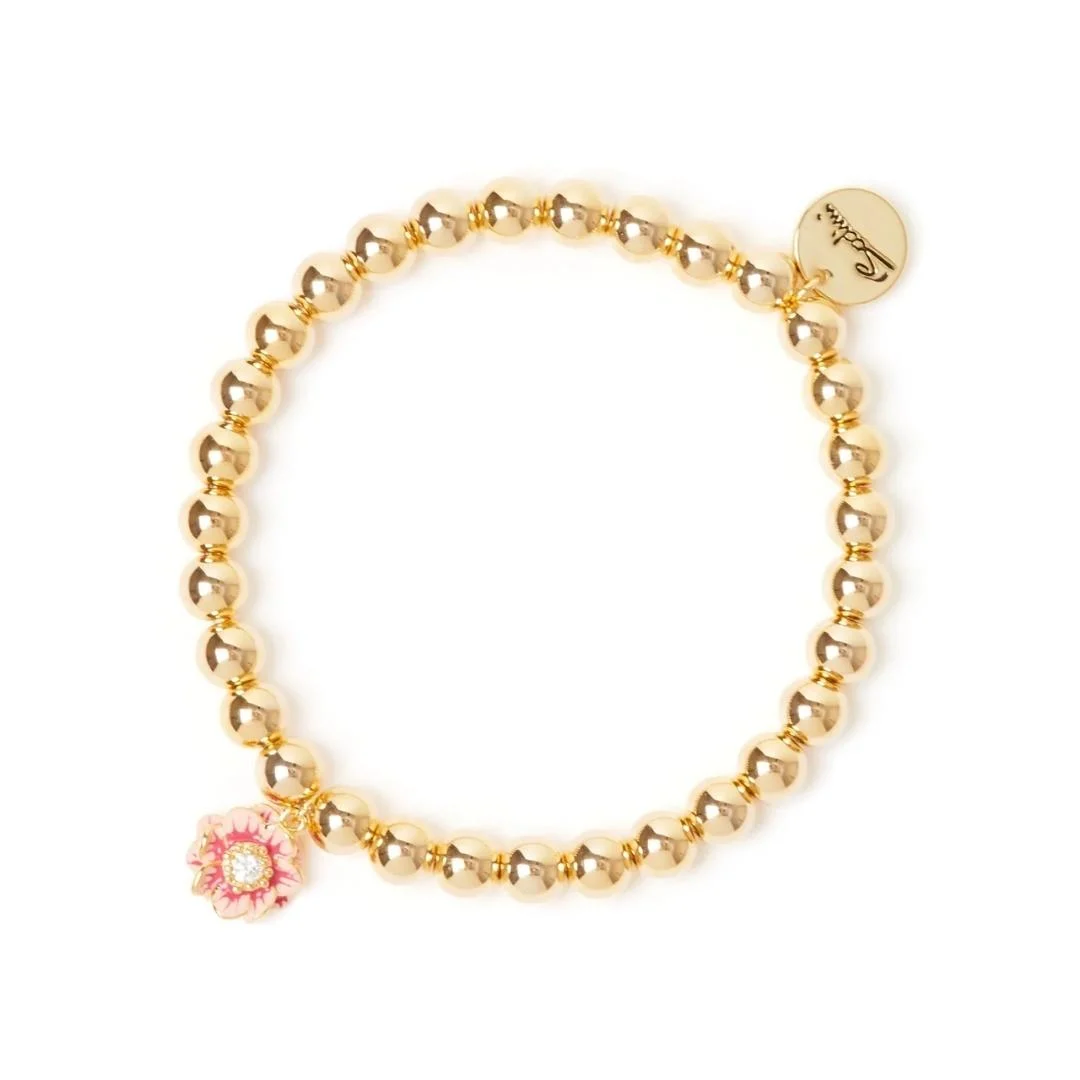 Bracciale elastico sfere e fiorellino pendente Hanami