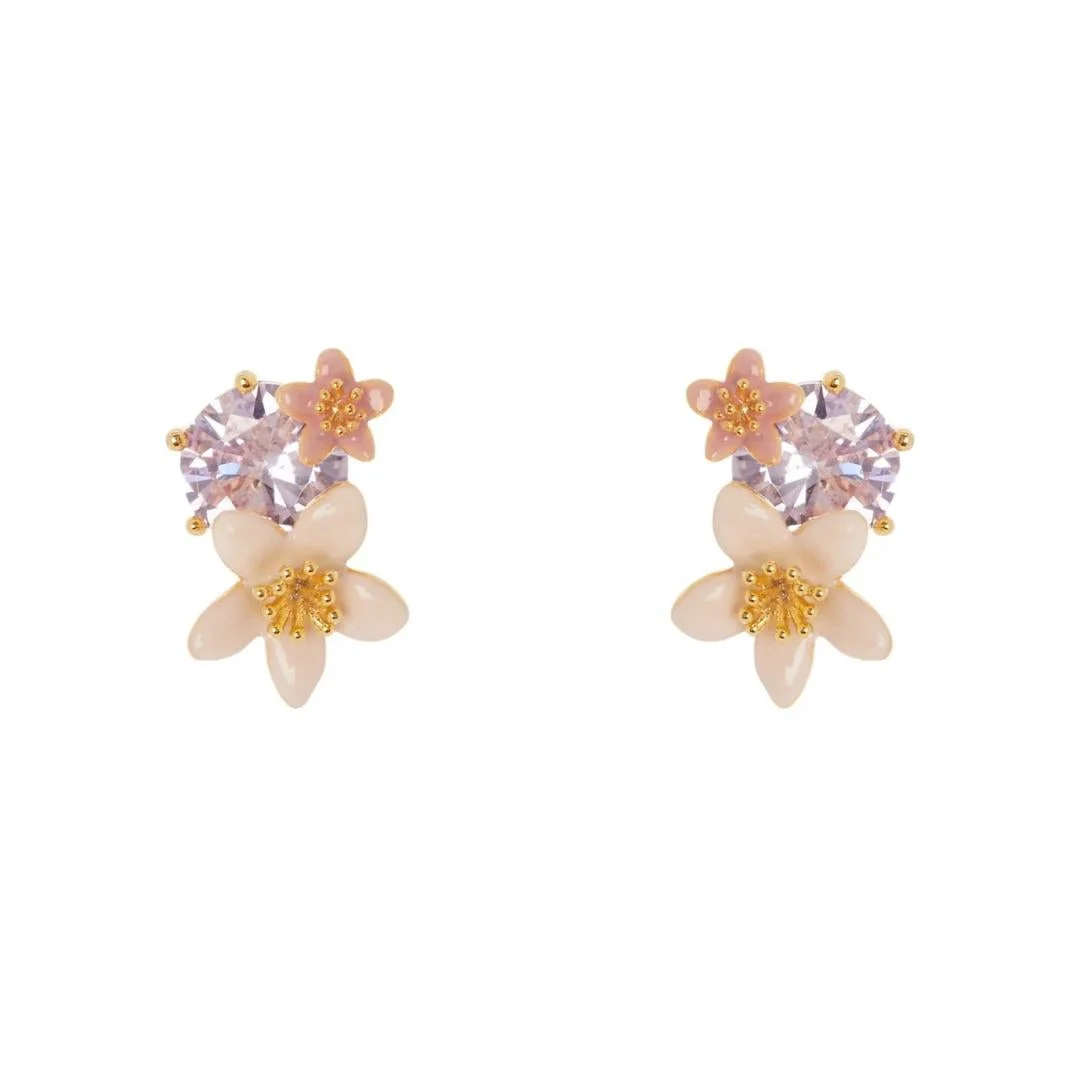 Orecchini cristallo e due fiori Hanami