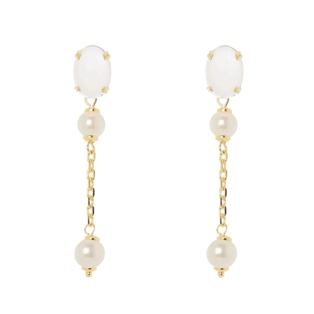 Orecchini catena perle cabochon Ninfa