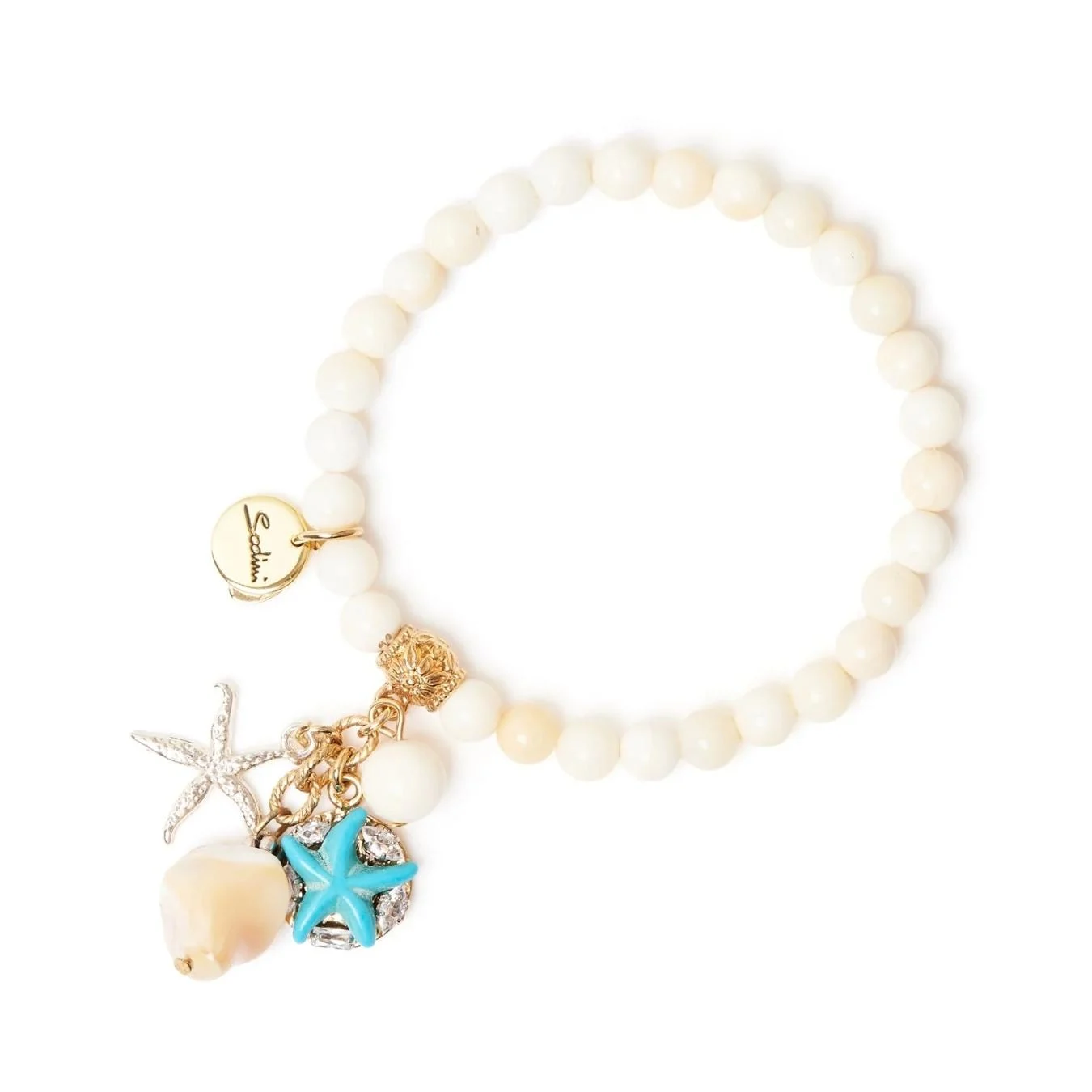 Bracciale elastico boule ed elementi marini Maresia