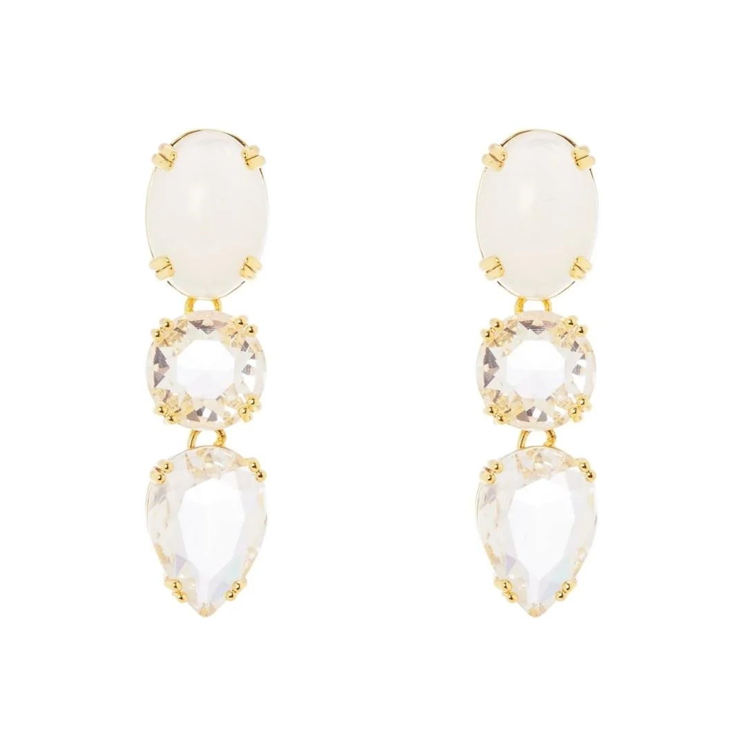 Orecchini cabochon e cristalli pendenti Ninfa