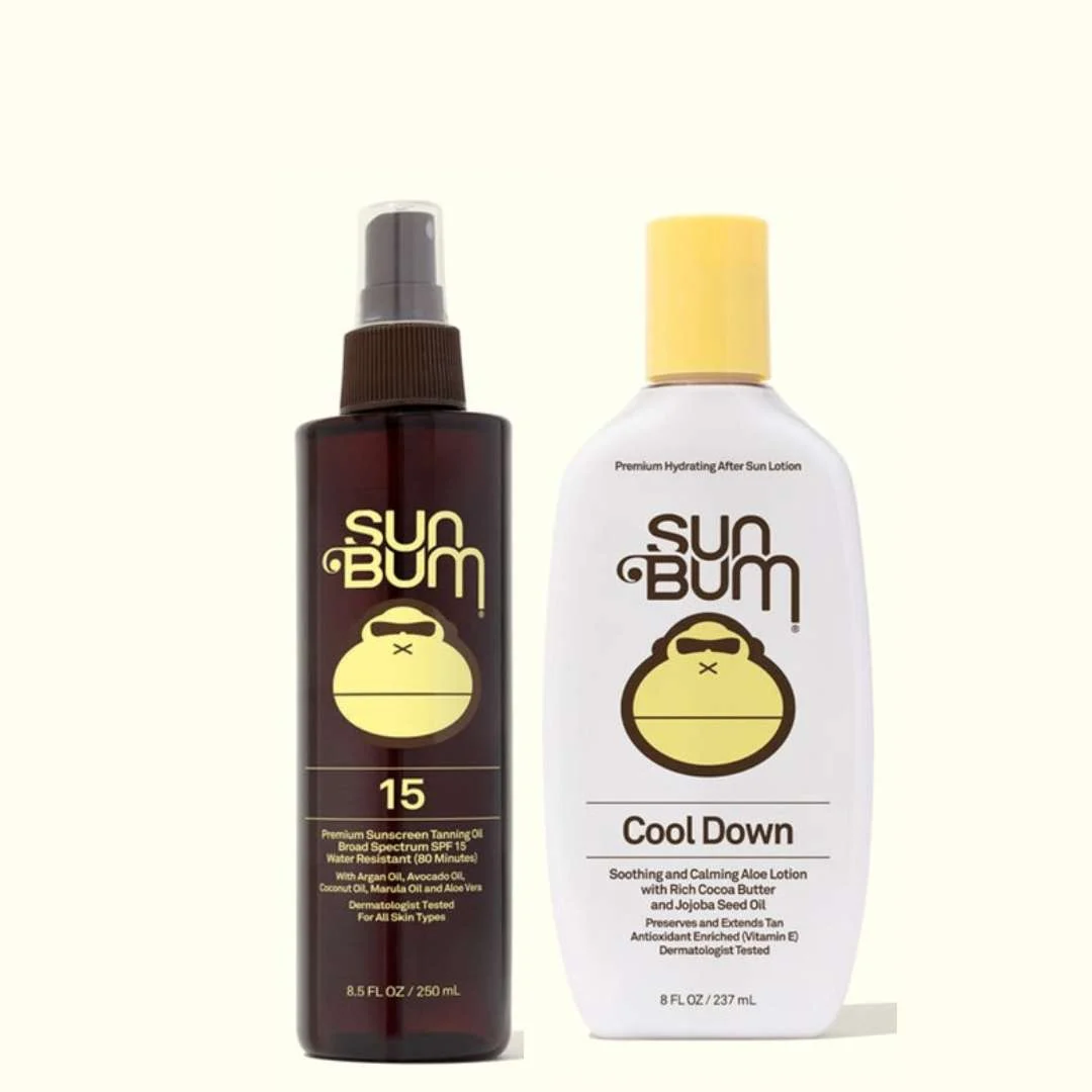 SUN BUM SPF 15 SUNSCREEN TANNING OIL 250ML + AFTER SUN COOL DOWN LOTION 237ML